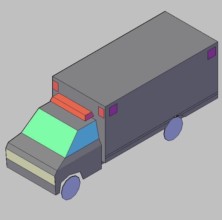 Bloque Autocad Vista de Ambulancia Bibliot. 2D-3D en 3D simple